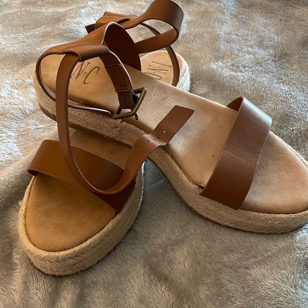 INC brown leather sandals. Size 8